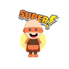 Flat style superhero character avatar on ribbon label creative design template man super hero profile full face view