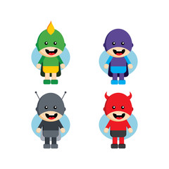 Flat style superhero character avatar on ribbon label creative design template man super hero profile full face view