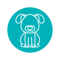 Circle shape with dog wild animal vector illustration