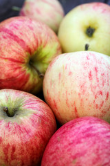 Ripe red apples closeup