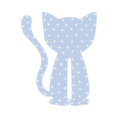 pattern with cat domestic animal color vector illustration