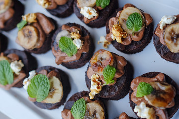 banana chocolate cake with mint leaves 2