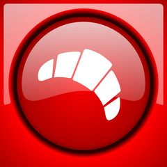 croissant red icon plastic glossy button