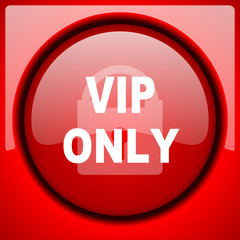 vip only red icon plastic glossy button