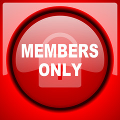 members only red icon plastic glossy button