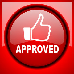 approved red icon plastic glossy button