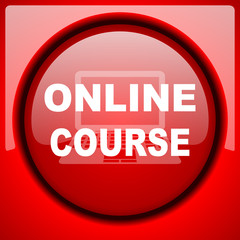 online course red icon plastic glossy button