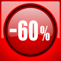 60 percent sale retail red icon plastic glossy button