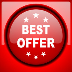 best offer red icon plastic glossy button