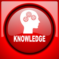 knowledge red icon plastic glossy button
