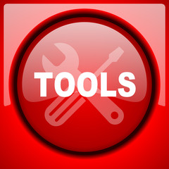 tools red icon plastic glossy button