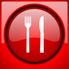 eat red icon plastic glossy button