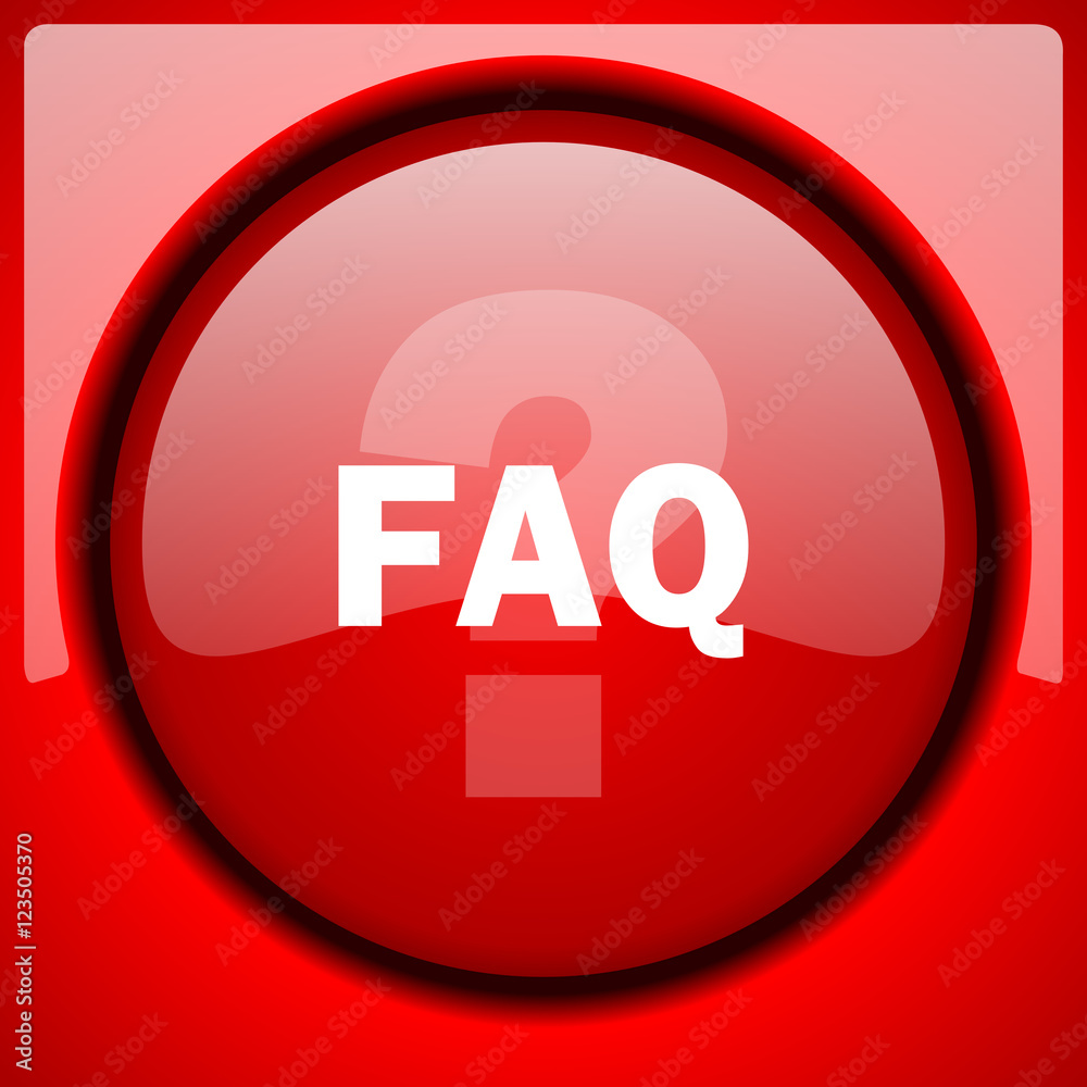 Poster faq red icon plastic glossy button