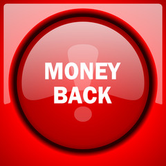 money back red icon plastic glossy button