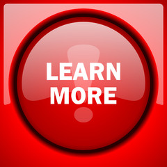 learn more red icon plastic glossy button
