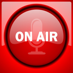 on air red icon plastic glossy button