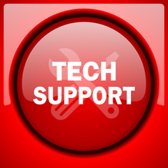 technical support red icon plastic glossy button