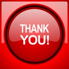 thank you red icon plastic glossy button