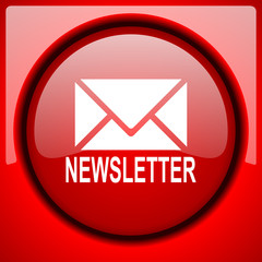 newsletter red icon plastic glossy button