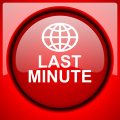 last minute red icon plastic glossy button