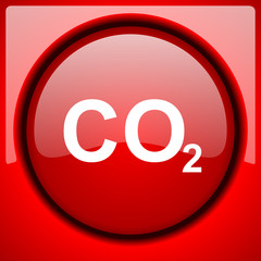 carbon dioxide red icon plastic glossy button