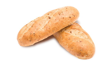 Two loaves of bread isolated on white background
