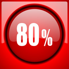 80 percent red icon plastic glossy button