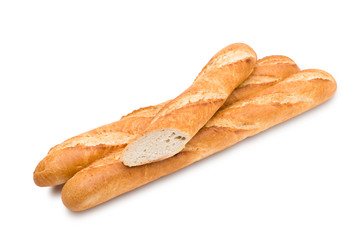 Three loaves of bread isolated on white background
