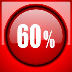 60 percent red icon plastic glossy button
