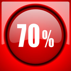 70 percent red icon plastic glossy button