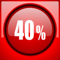 40 percent red icon plastic glossy button