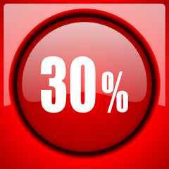 30 percent red icon plastic glossy button