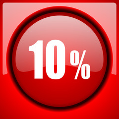 10 percent red icon plastic glossy button