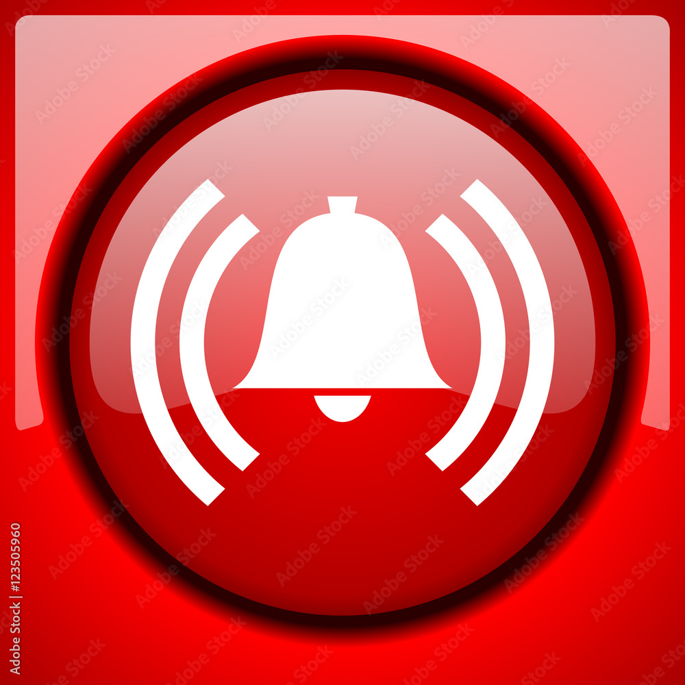 Poster alarm red icon plastic glossy button