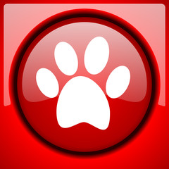 foot red icon plastic glossy button