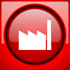 factory red icon plastic glossy button