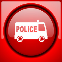 police red icon plastic glossy button