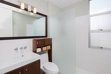 Obraz na płótnie Canvas Designer bathroom with shower.