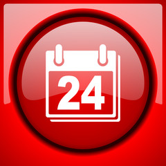 calendar red icon plastic glossy button