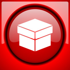 box red icon plastic glossy button