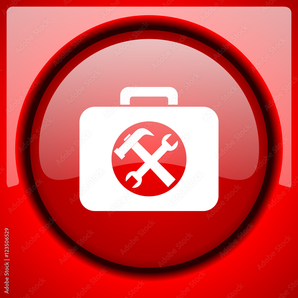 Poster toolkit red icon plastic glossy button