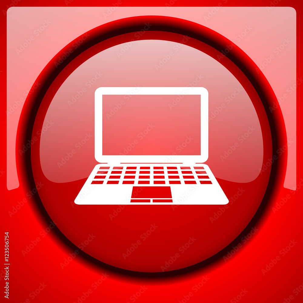 Aufkleber computer red icon plastic glossy button