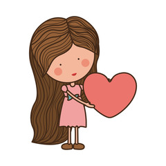 woman holding heart with long hair vector illustration