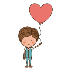 man holding heart shaped balloon vector illustration