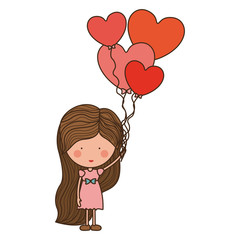 woman with heart shaped balloons vector illustration