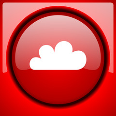 cloud red icon plastic glossy button
