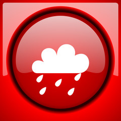 rain red icon plastic glossy button
