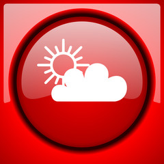 cloud red icon plastic glossy button