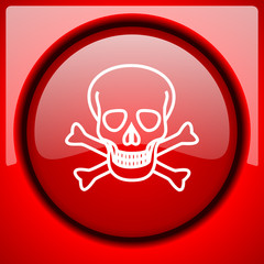 skull red icon plastic glossy button