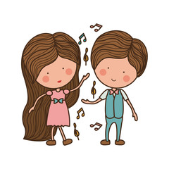 couple dancing with musical notes vector illustration